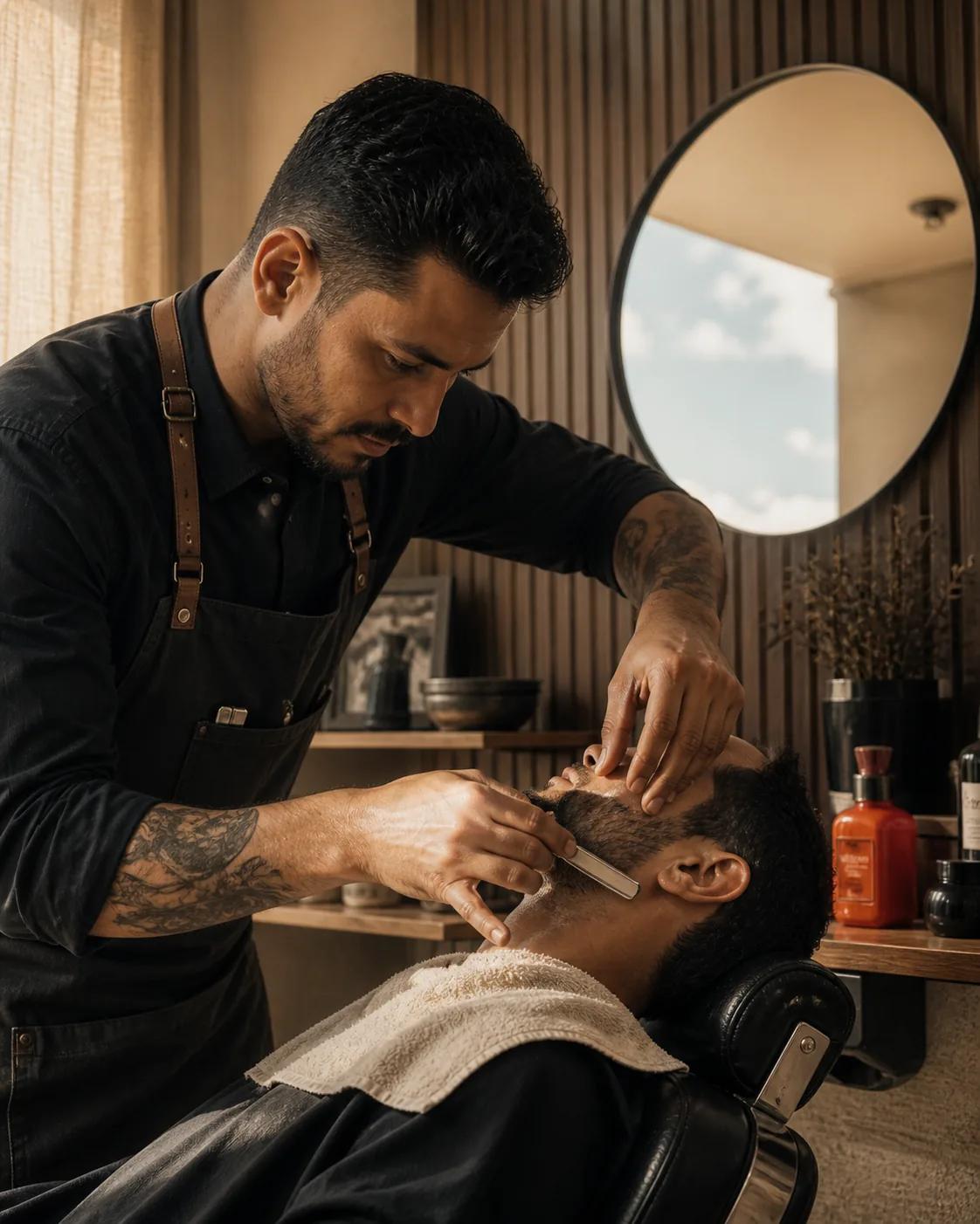 Cena editorial de barbearia brasileira