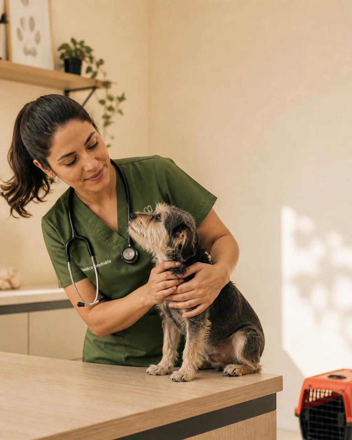 Cena editorial de clínica veterinária brasileira
